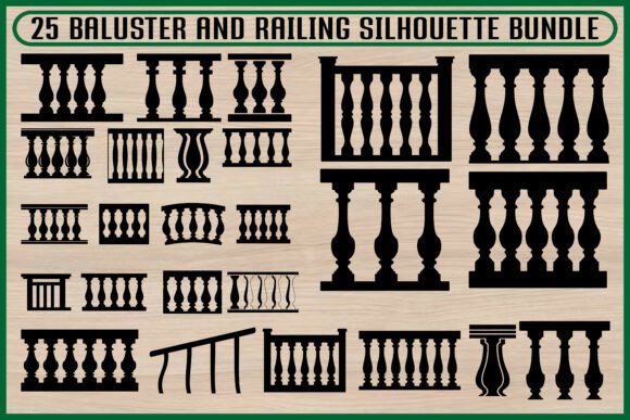 25 Classic Baluster Railing Silhouette Graphics & Illustrations