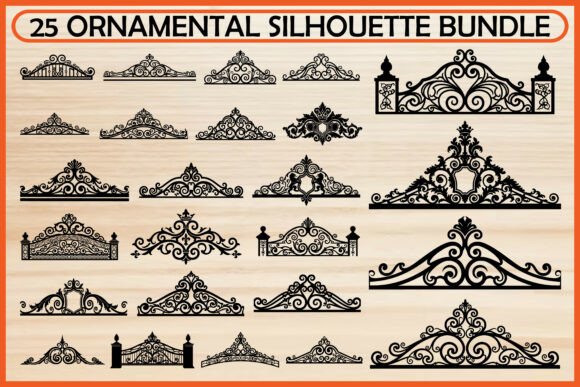 25 Elegant Ornamental Silhouette Bundle: Graphics & Illustrations