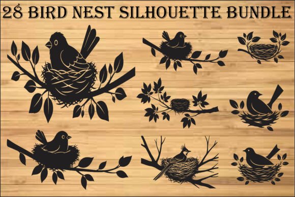 Bird Nest Silhouette Bundle