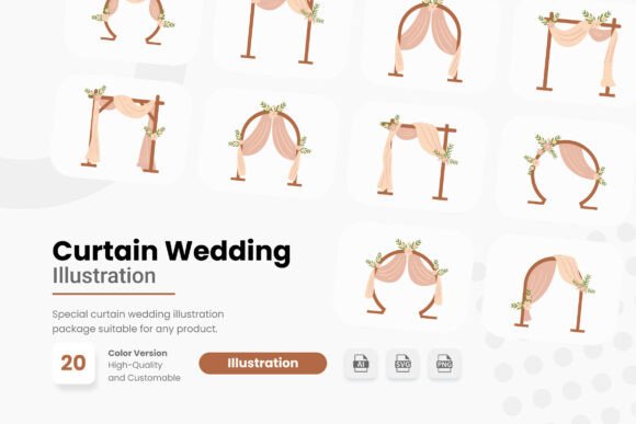 Curtain Wedding Illustration: Elegant Graphics & Illustrations