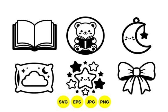 Cute Baby Bedtime Icon Set: Graphics & Illustrations