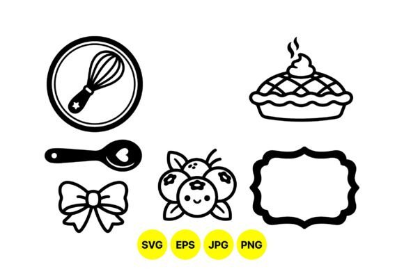 Cute Baking Kitchen Icon Set: Graphics & Illustrations
