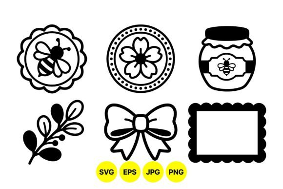 Cute Bee Badge Clipart Set: Graphics & Illustrations for Warm, Handmade Branding