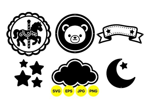 Cute Carousel Animals Clipart Set: Graphics & Illustrations for Handmade Brands