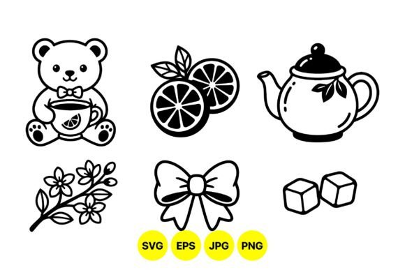 Cute Tea Time Vector Clipart: Graphics & Illustrations
