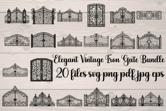 Elegant Vintage Iron Gate Bundle Graphics & Illustrations