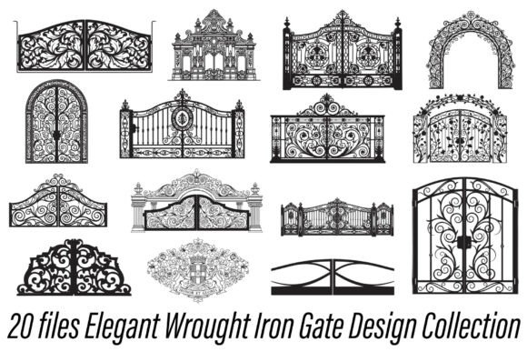 Elegant Wrought Iron Gate Graphics & Illustrations