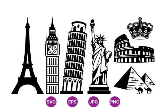 Famous Landmarks Silhouette Clipart