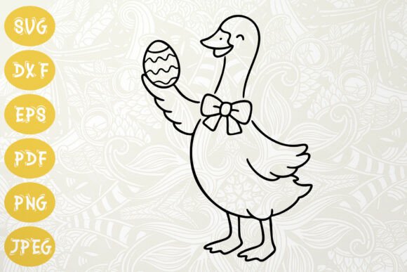 Goose Holding Egg SVG Easter Design: Graphics & Illustrations