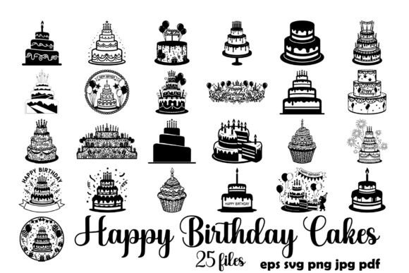 Happy Birthday Cakes Vector Bundle: Graphics & Illustrations for Local Brands