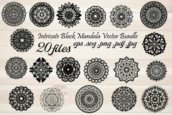 Intricate Black Mandala Circle Bundle: Graphics & Illustrations