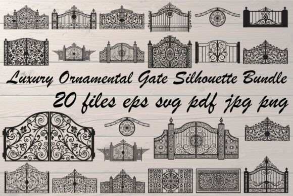 Luxury Ornamental Gate Silhouette Bundle: Graphics & Illustrations
