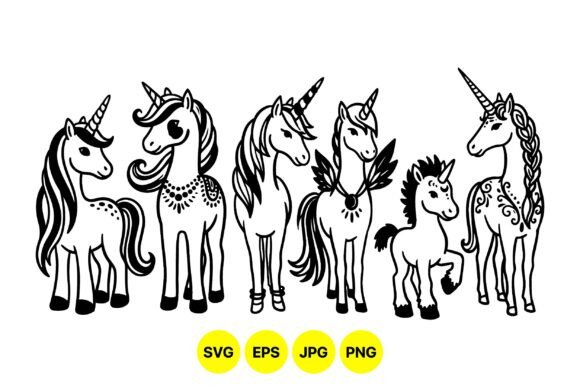 Magical Unicorn Line Art SVG: Graphics & Illustrations for Local Branding