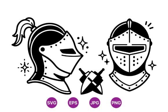 Medieval Knight Helmet SVG Graphics & Illustrations