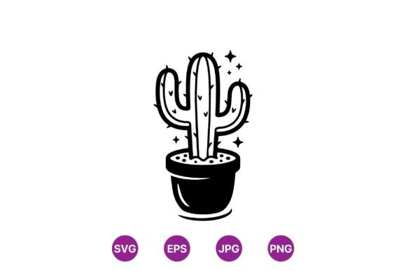Minimalist Black Cactus SVG Art: Graphics & Illustrations for Local Brands