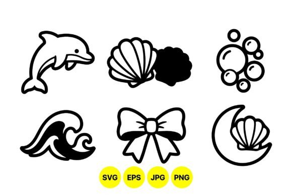 Ocean-Themed Black Line Art: Minimalist Graphics & Illustrations