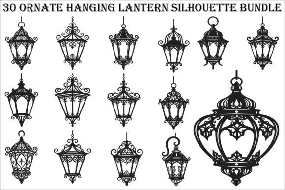 Ornate Hanging Lantern Bundle: Graphics & Illustrations