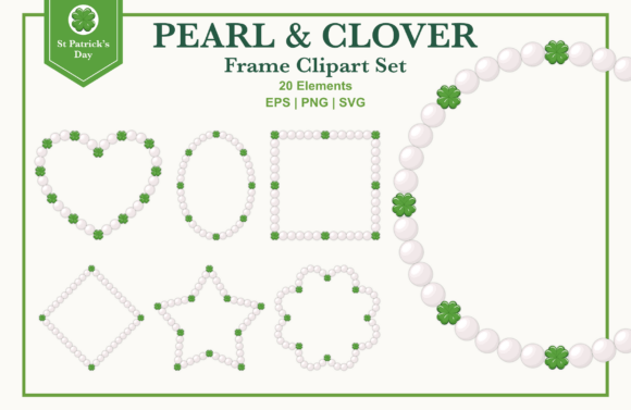 Pearl and Clover Frame Clipart Set
