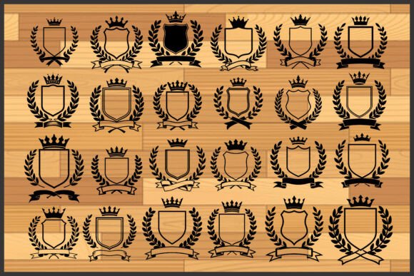 Royal Crest Shield Silhouette Bundle: Graphics & Illustrations for Handmade Brands