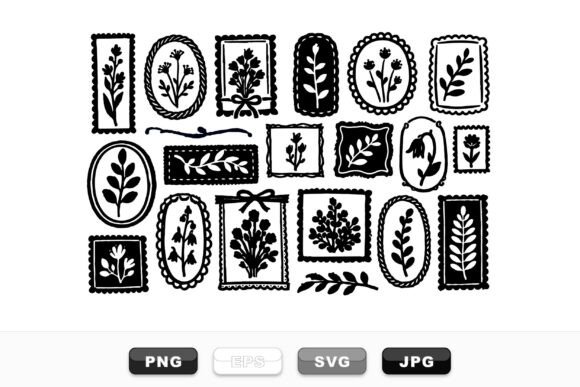 Rustic Botanical Frame Clipart Set: Graphics & Illustrations for Handmade Brands