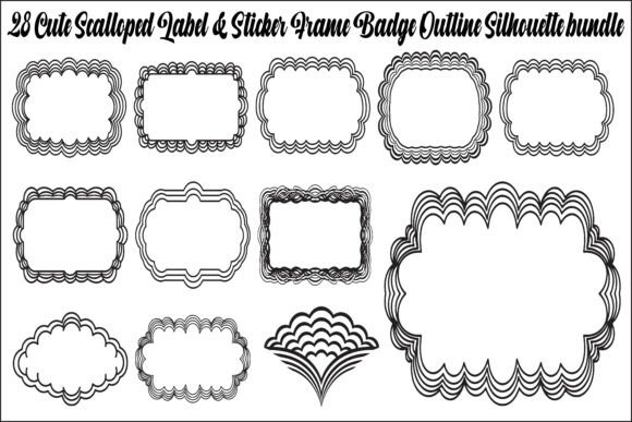Scalloped Label Badge Frame Bundle: Graphics & Illustrations