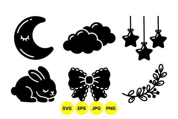 Sleepy Moon Baby Clipart Set: Graphics & Illustrations for Local Branding