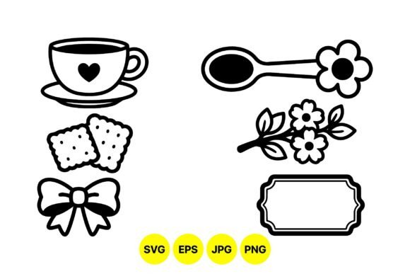 Tea Time Vector Clipart Icons: Minimalist Graphics & Illustrations