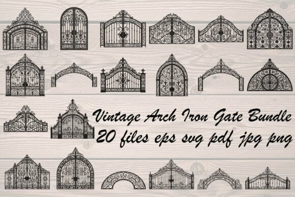 Vintage Arch Iron Gate Bundle: Graphics & Illustrations
