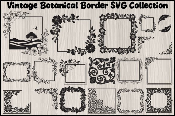 Vintage Botanical Border SVG Bundle: Graphics & Illustrations