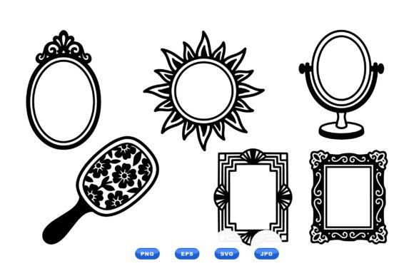 Vintage Mirror Frames Clipart: Graphics & Illustrations