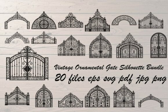 Vintage Ornamental Gate Silhouette: Graphics & Illustrations for Timeless Branding