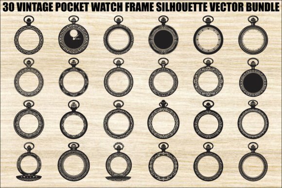 Vintage Pocket Watch SVG Bundle: Graphics & Illustrations