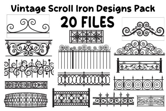 Vintage Scroll Iron Designs Pack: Graphics & Illustrations